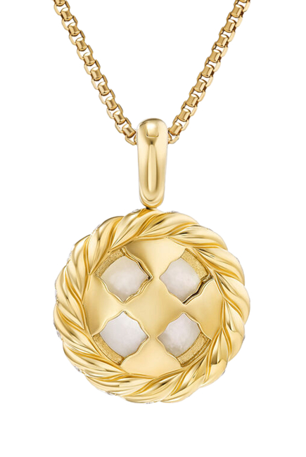 Classics Pearl Halo Pendant, 18k Yellow Gold & Diamonds